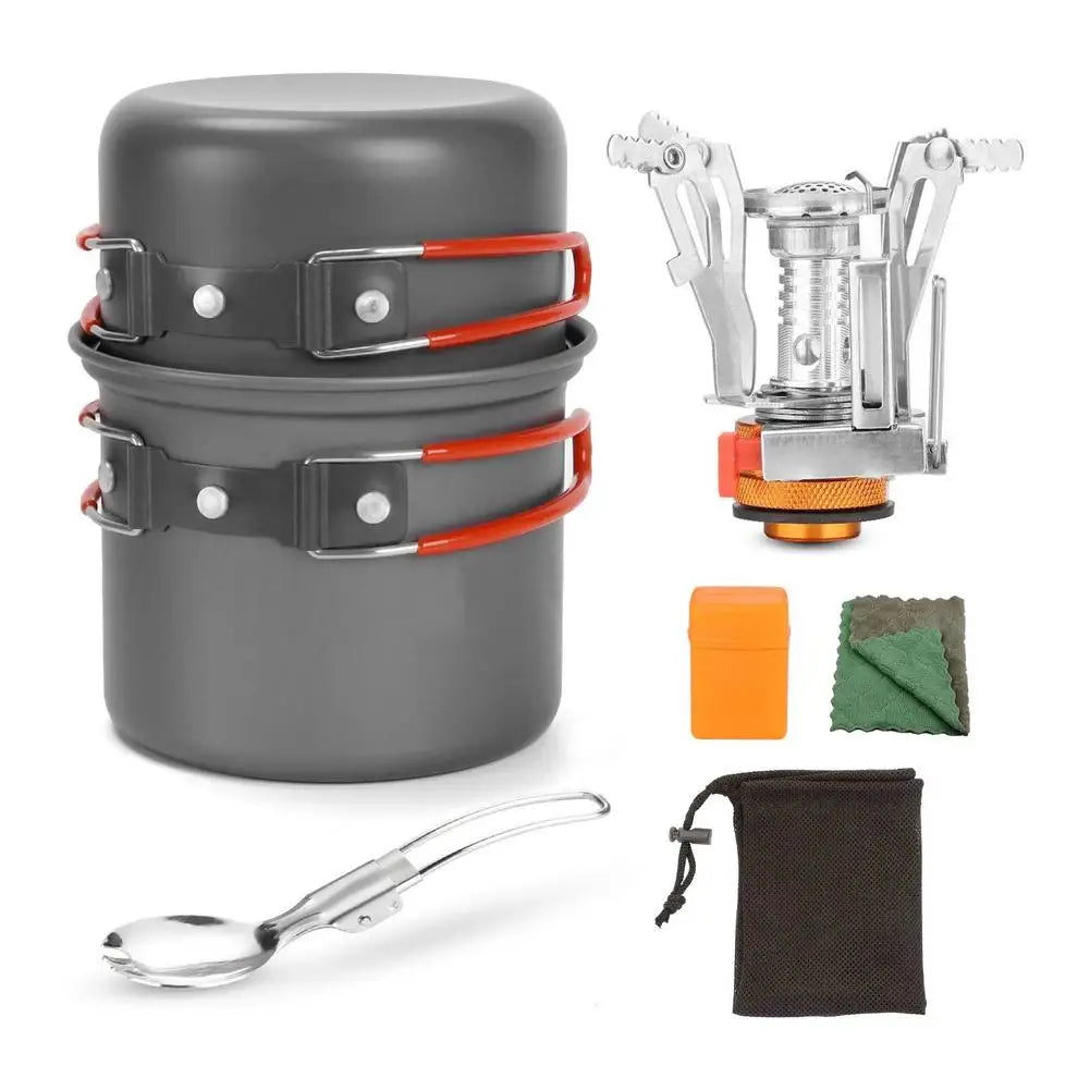Mini Outdoor Stove Camp Pot Set Portable Cooker For Hiking