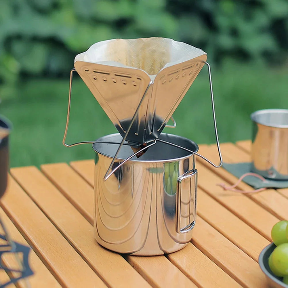 AZURAOKEY Stainless Steel Camping Mug Foldable Travel Cup