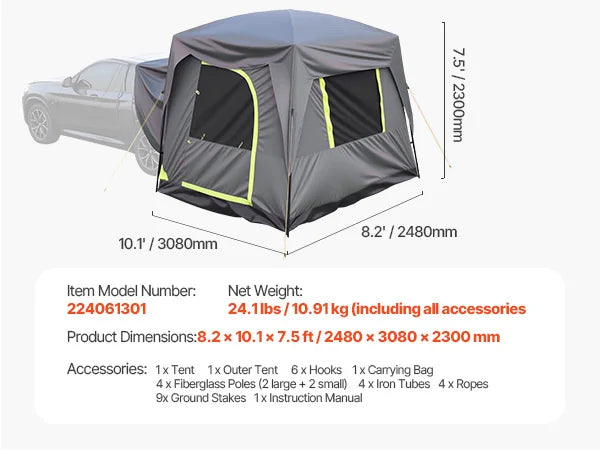 SucceBuy SUV Tent For Camping Waterproof With Shade Awning