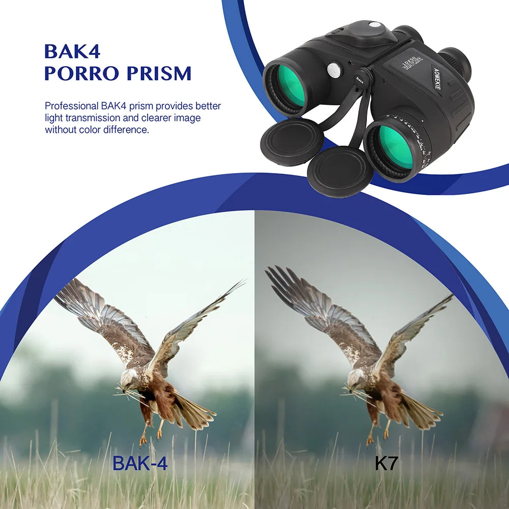 Marine Binoculars Waterproof Rangefinder Compass BAK4 FMC