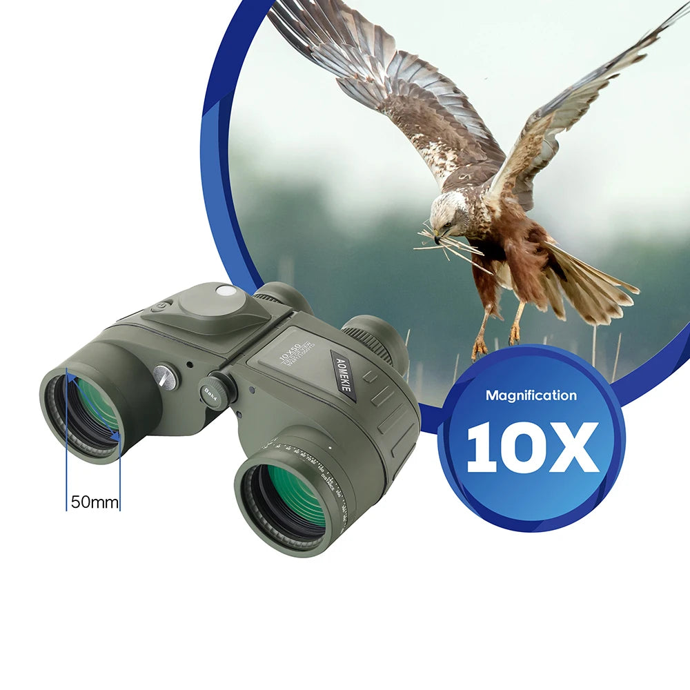 AOMEKIE Marine Binoculars Rangefinder Compass BAK4 Prism