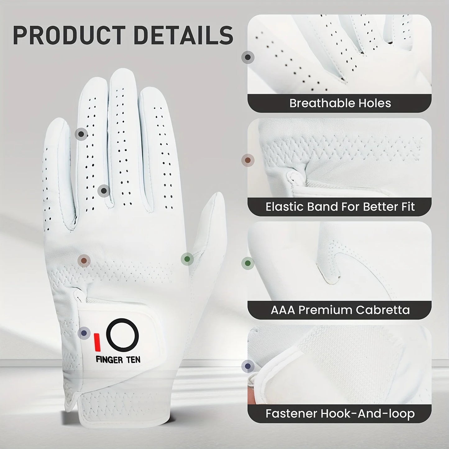 Shandong Premium Cabretta Leather Left Hand Golf Gloves