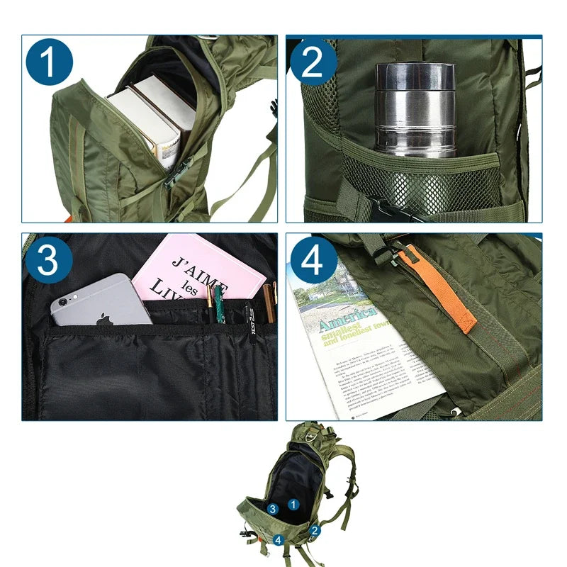 LQARMY Travel Hiking Backpack Waterproof Daypack Unisex