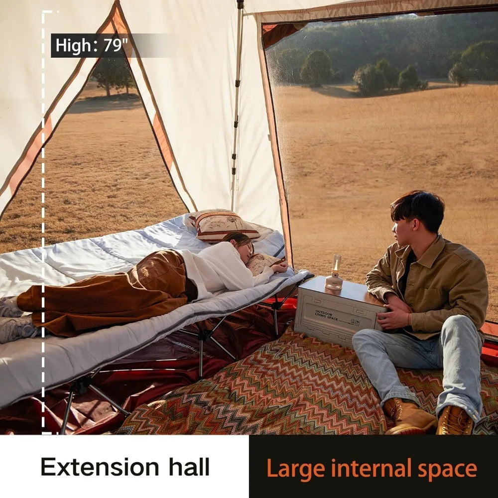 Canvas Camping Tent Water Resistant Easy Setup Vestibule