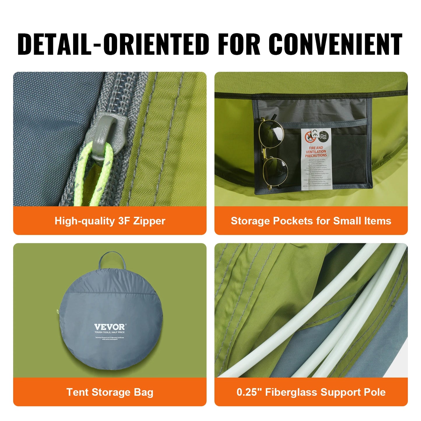 Vevor Pop Up Camping Tent For 4 Person Setup Waterproof