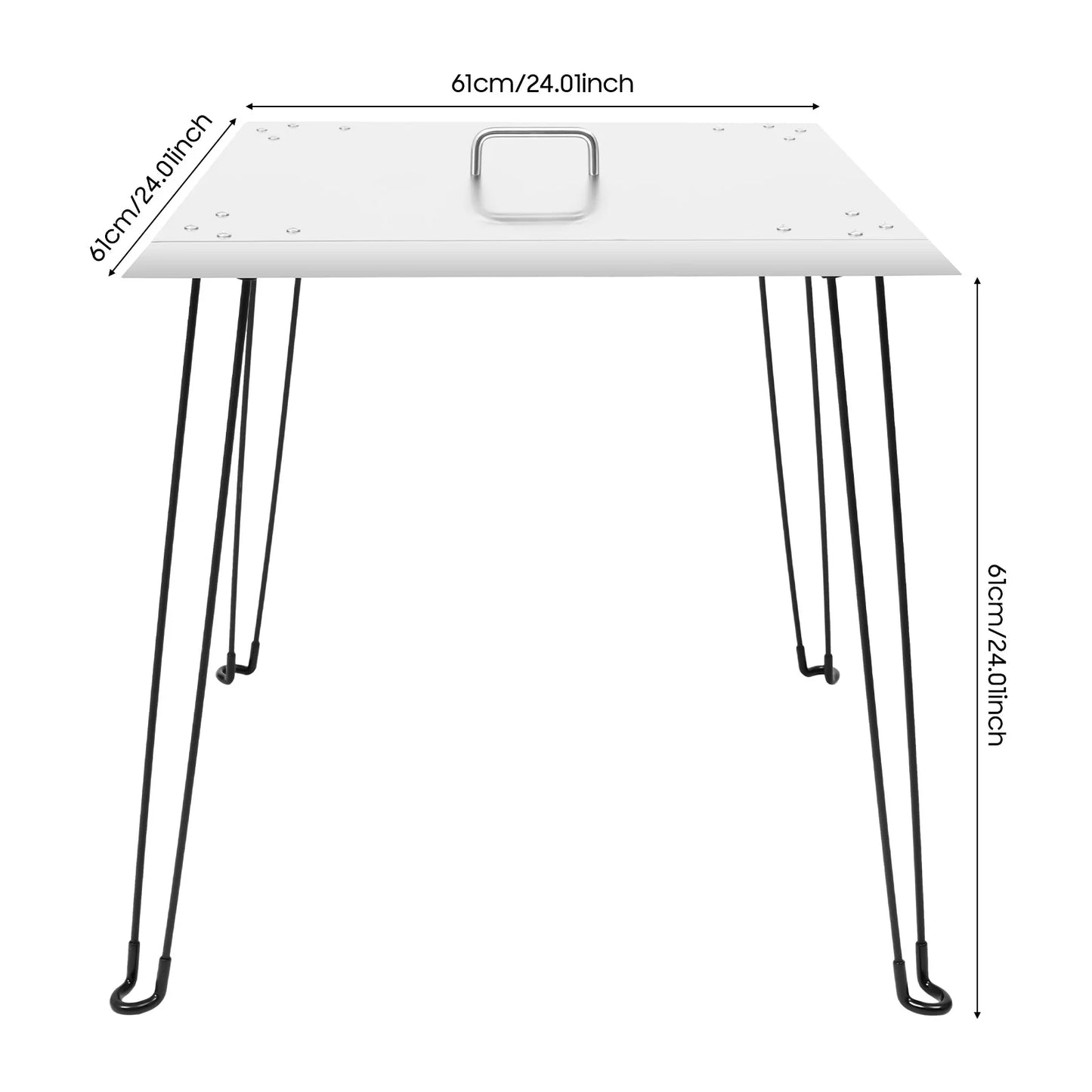 Stainless Steel Fire Pit Heat Deflector Lid, 24x24 Inch Foldable Cover with Heat Resistant Handle for Outdoor Camping Heater
