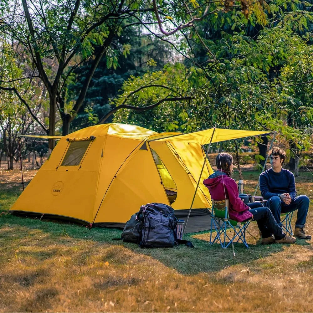 Building Waterproof Family Camping Tent With Porch Canopy