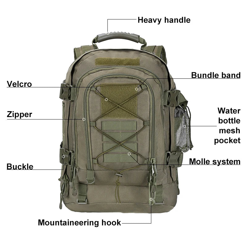 JD Performance Gear Tactical Backpack With Molle For Hiking