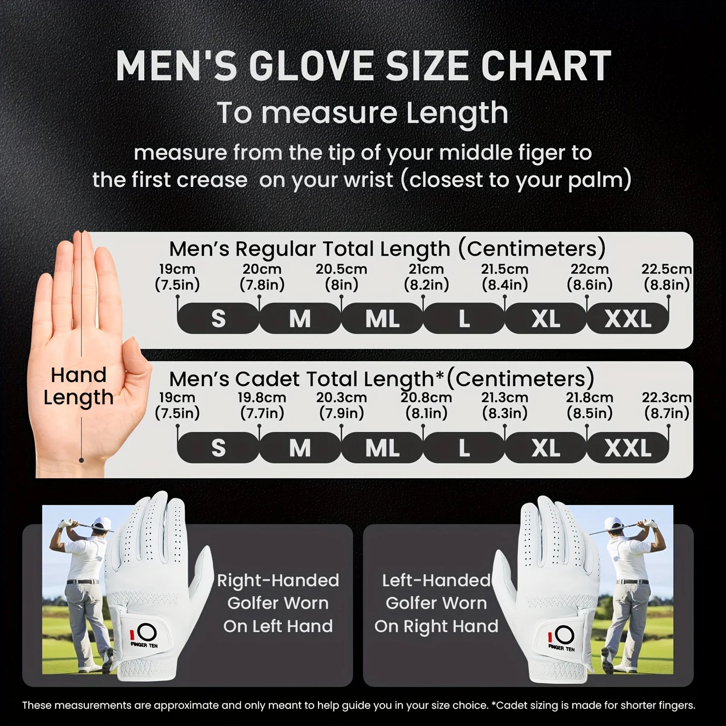 Shandong Premium Cabretta Leather Left Hand Golf Gloves