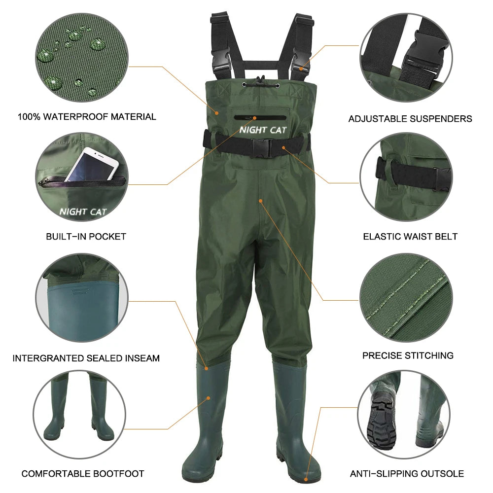 Lightweight Breathable Waterproof Chest Fishing Waders Boots