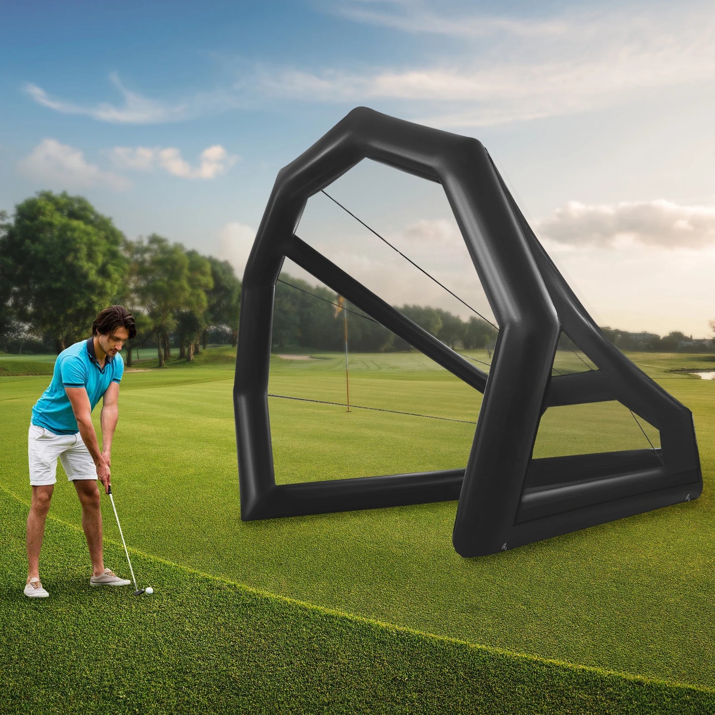 Hign Concerned Chemical Inflatable Golf Practice Net Cage