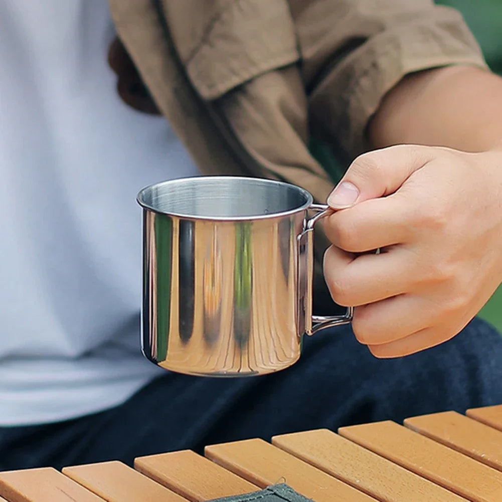 AZURAOKEY Stainless Steel Camping Mug Foldable Travel Cup