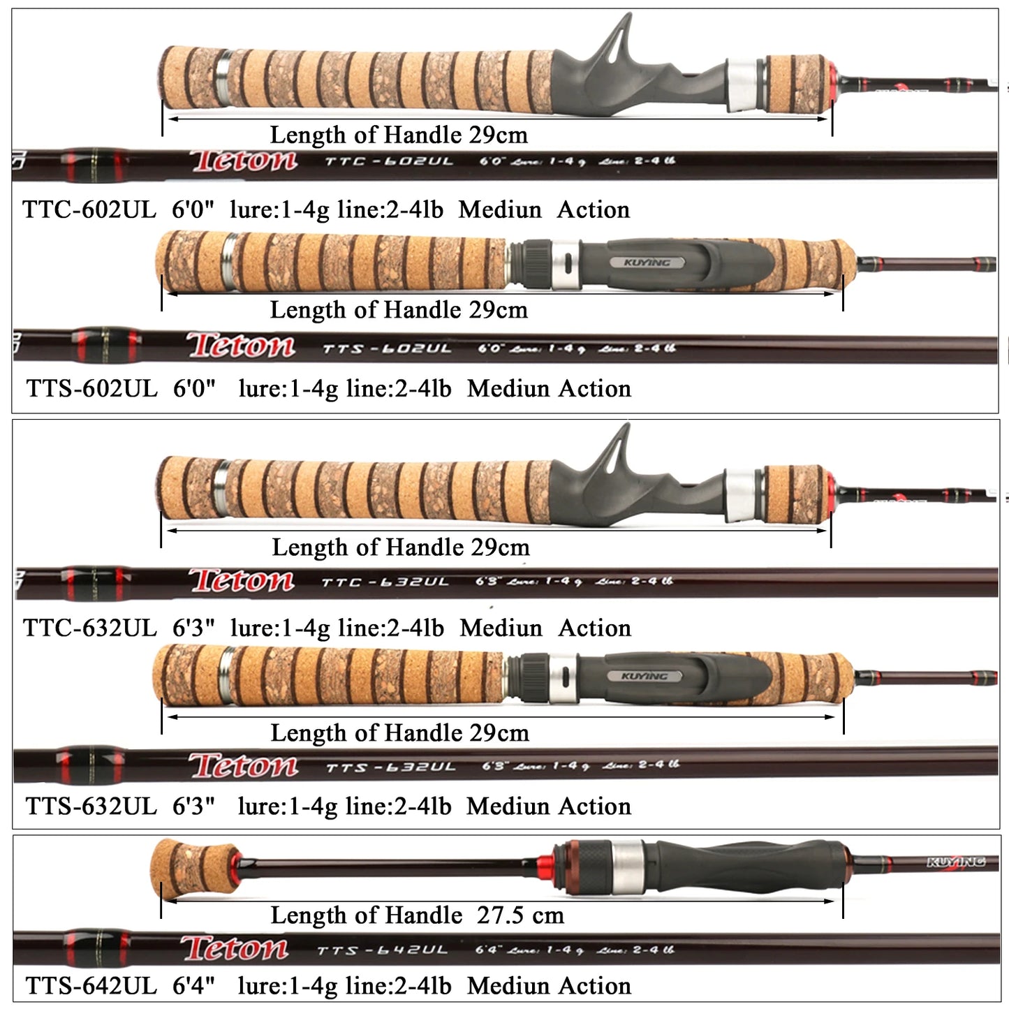 KUYING Teton UL Ultralight Casting Rod FUJI Part Carbon
