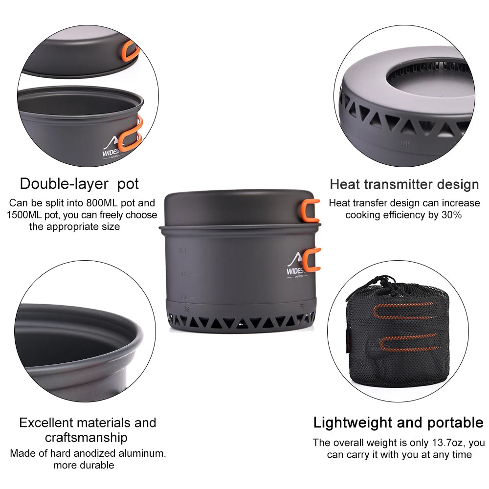 Widesea Outdoor Camping Cookware Set Pot And Kettle