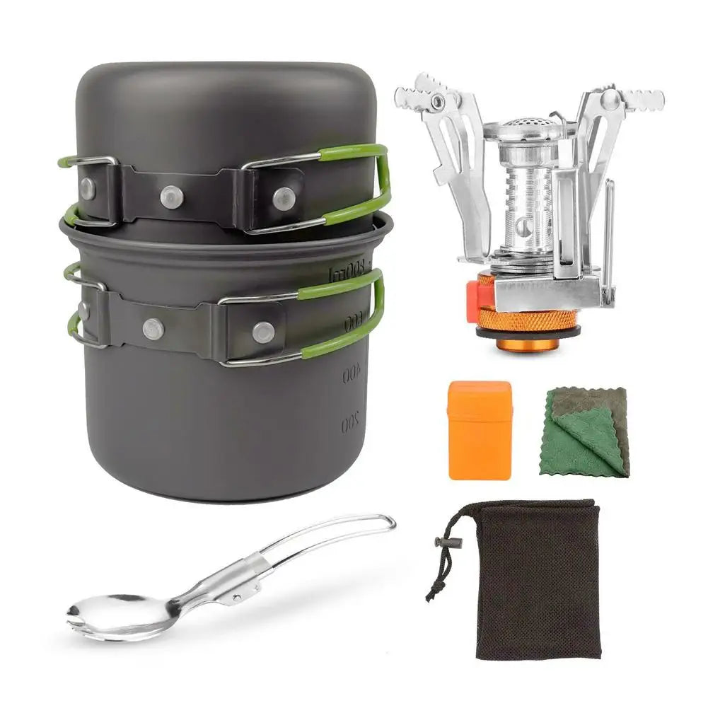 Mini Outdoor Stove Camp Pot Set Portable Cooker For Hiking