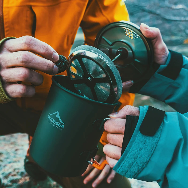 Widesea Camping Coffee Pot With French Press Outdoor Cup Mug