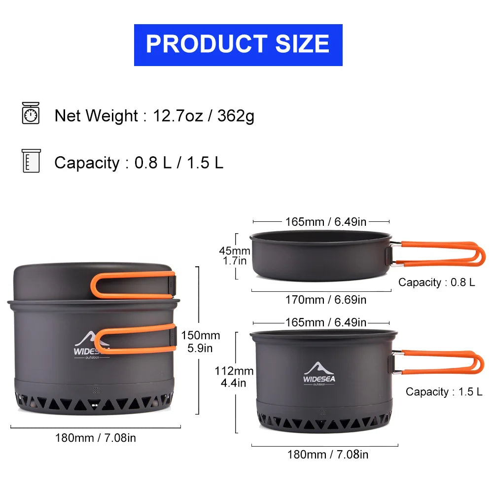 Widesea Outdoor Camping Cookware Set Pot And Kettle