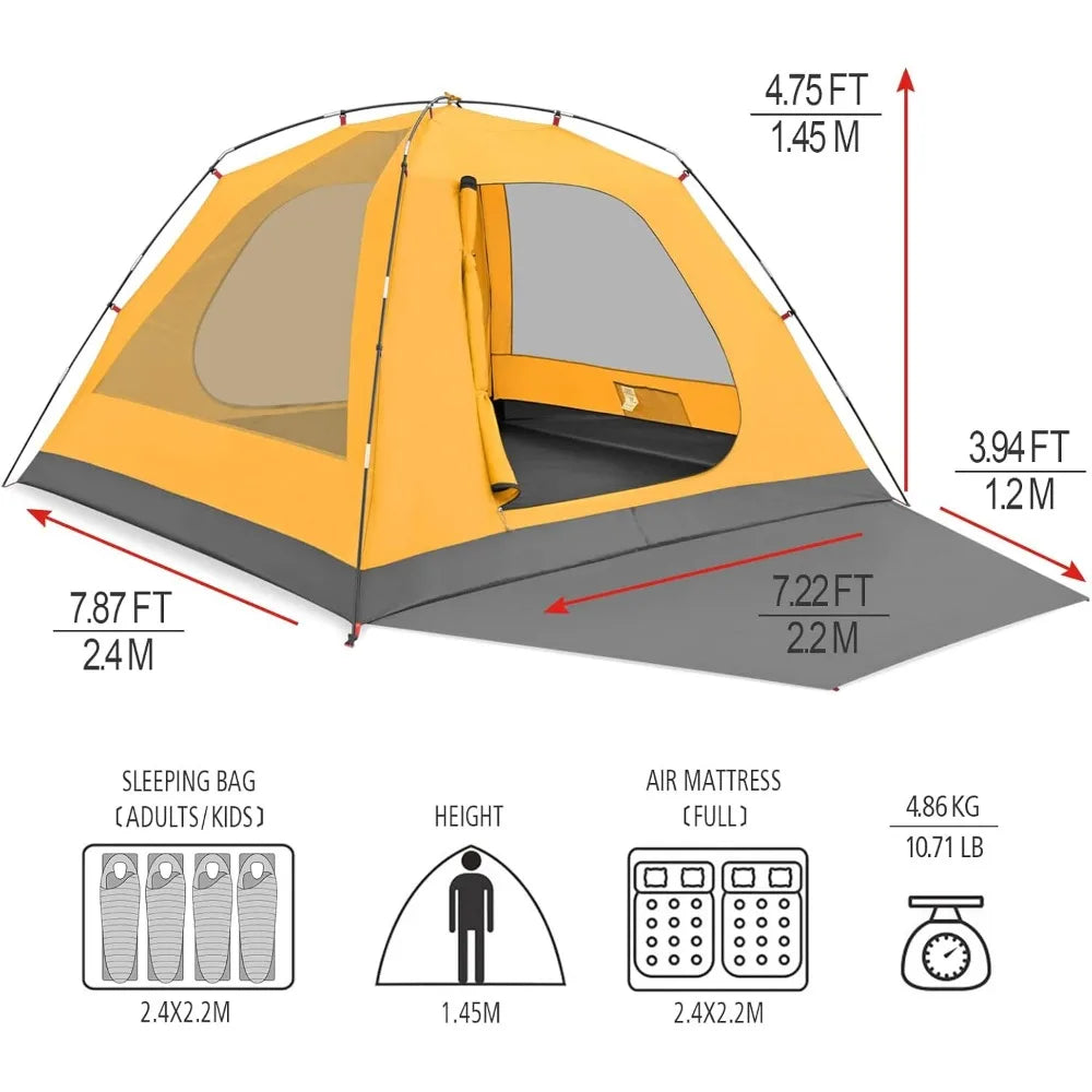 Building Waterproof Family Camping Tent With Porch Canopy