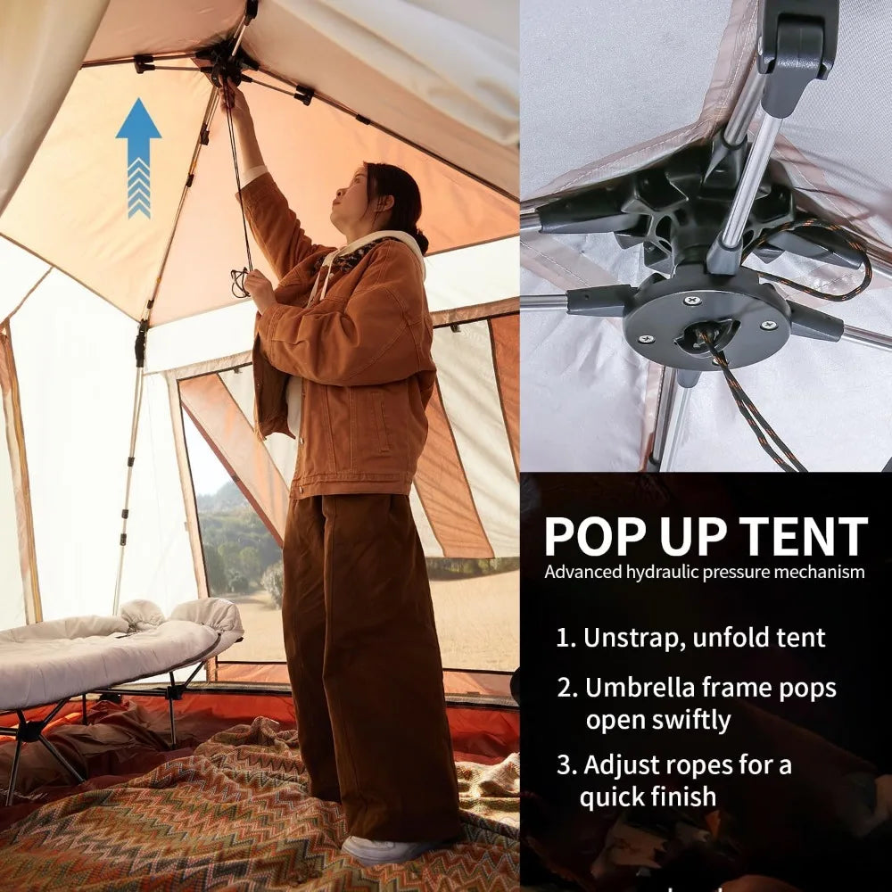 Canvas Camping Tent Water Resistant Easy Setup Vestibule