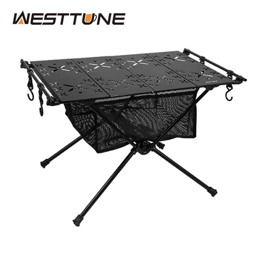 West Tune Folding Aluminum Camping Table Lightweight With Mesh Bag