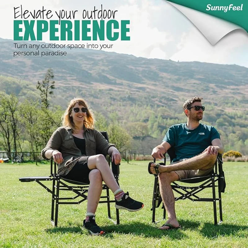 Sunnyfeel Heavy Duty Camping Chair With Side Table Outdoor