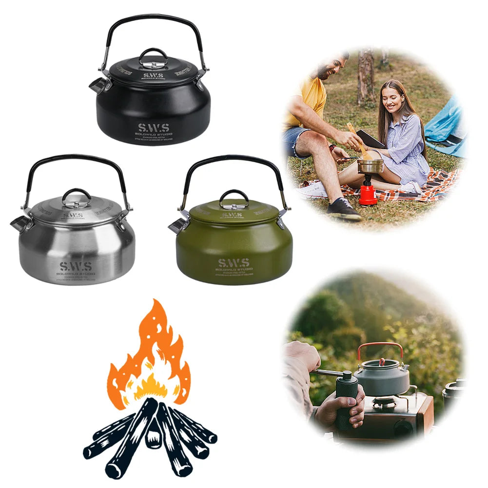Outdoor Camping Stainless Steel Kettle With Smooth Grip