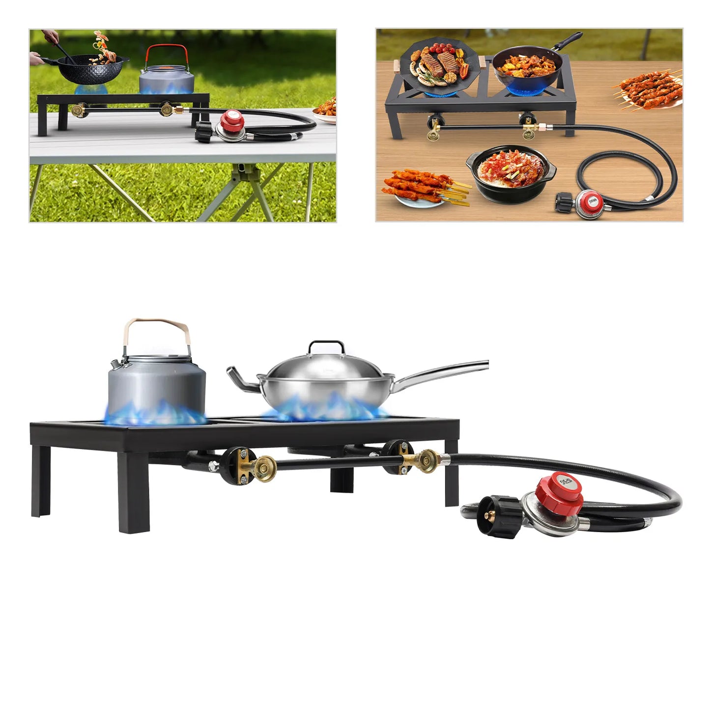 Noned 8000W Dual Burner Cast Iron Gas Camping Stove Outdoor