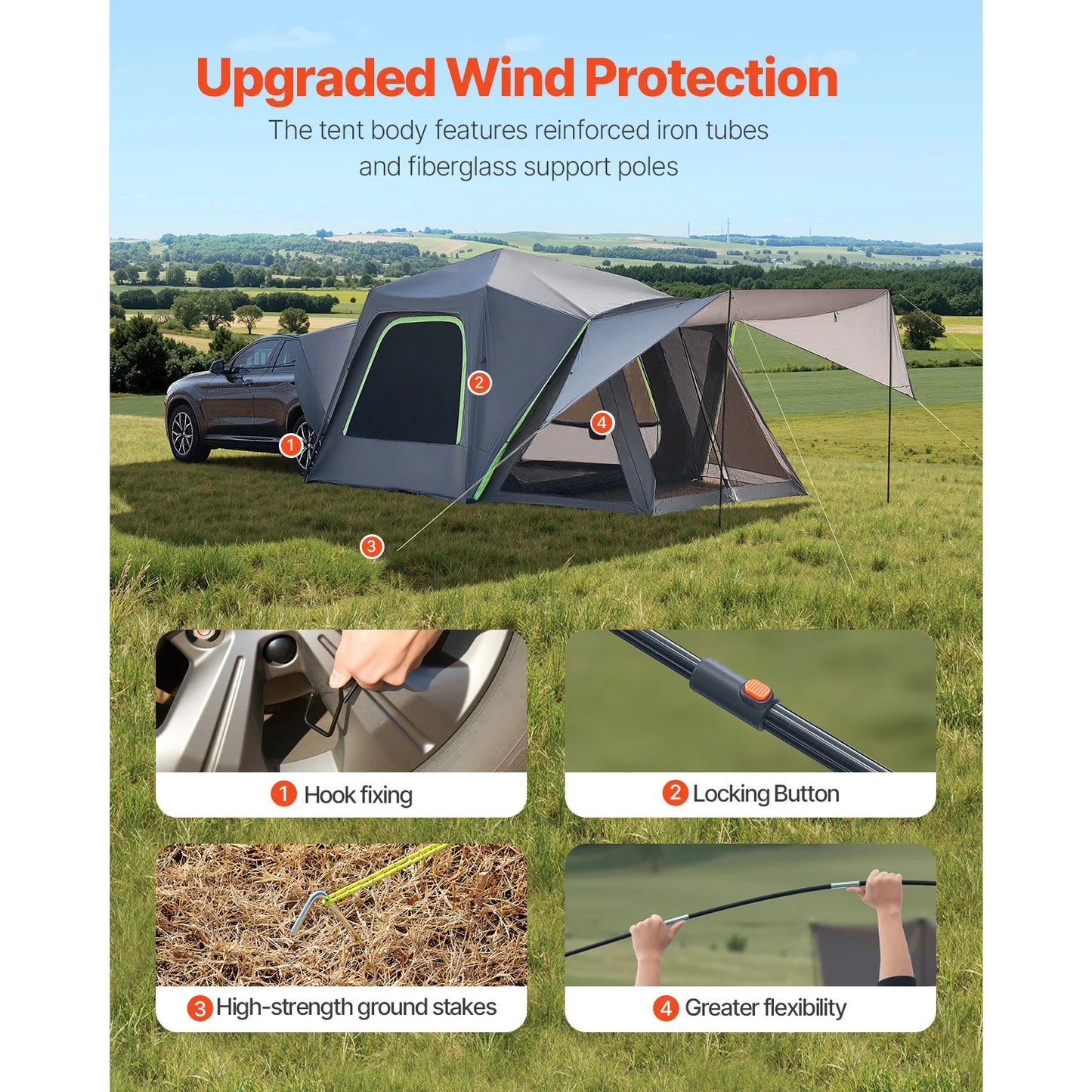 SucceBuy SUV Tent For Camping Waterproof With Shade Awning