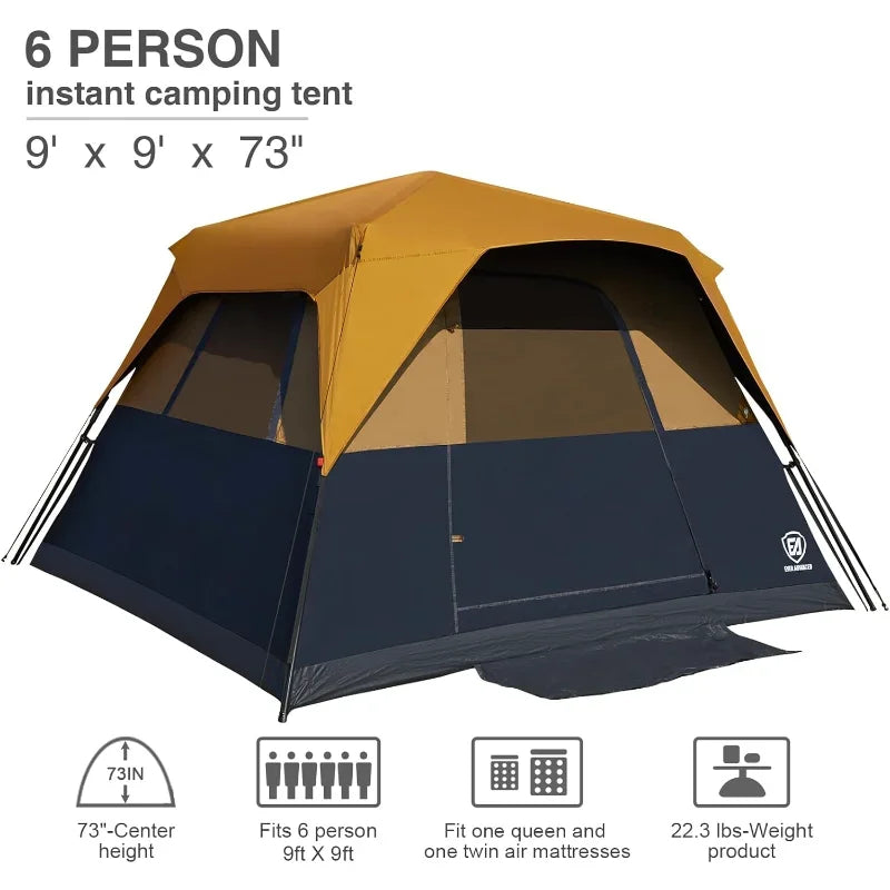 YTYIN Blackout Camping Tent Cabin Rainfly Easy Setup