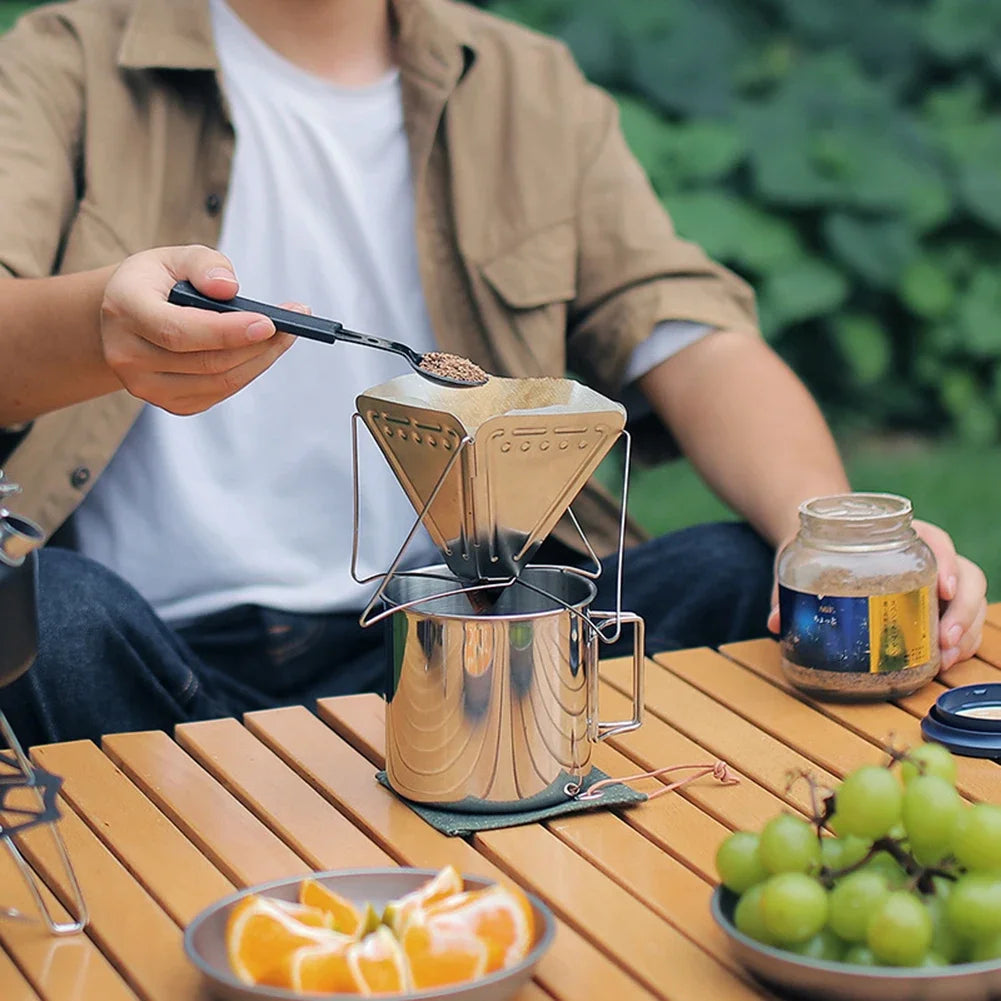 AZURAOKEY Stainless Steel Camping Mug Foldable Travel Cup