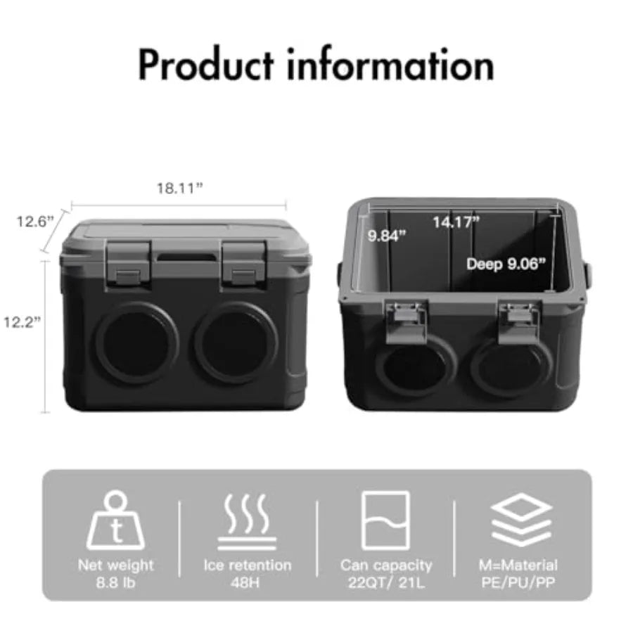 Camp Cooler With Bluetooth Speaker Outdoor Portable Ice Retention