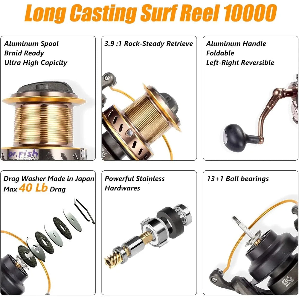 JD Performance Gear Surf Rod And Reel Saltwater Tackle Set