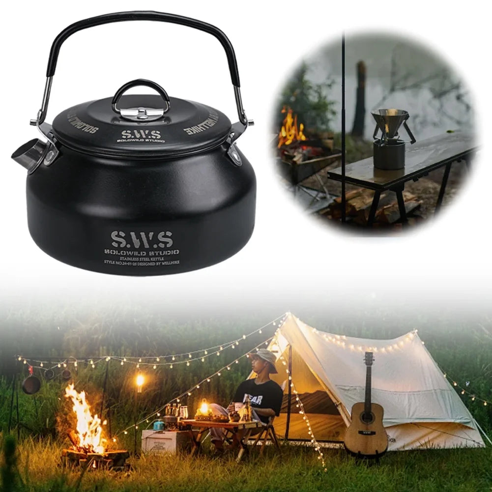 Outdoor Camping Stainless Steel Kettle With Smooth Grip