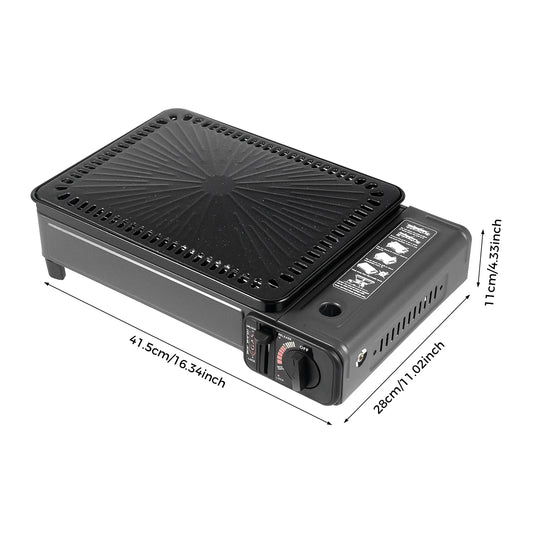 Portable Butane Grill Stove Camping Grill Gas Stove Free Standing BBQ Grill w/Grilling Net Carry Case for Camping Cooking