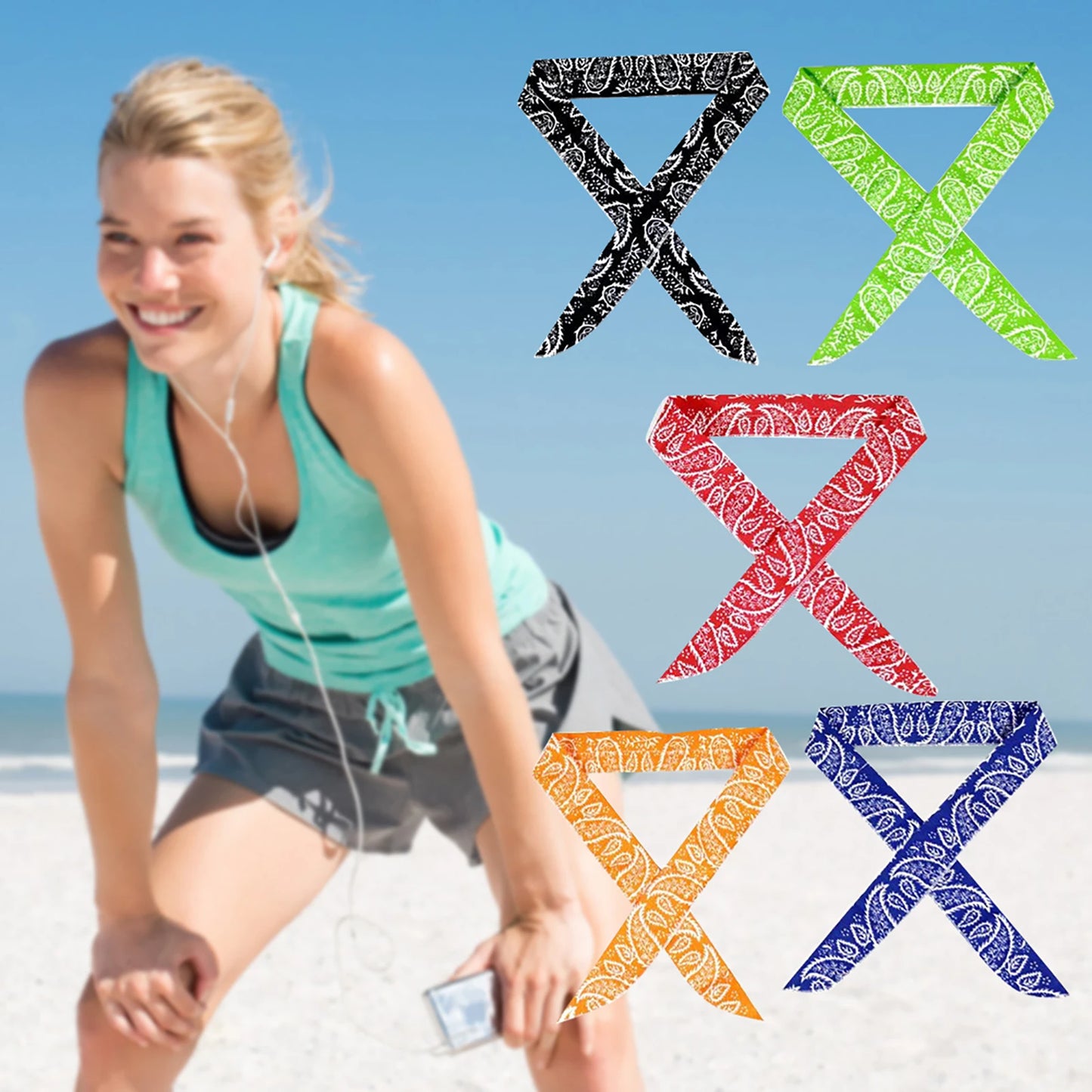 APWIKOGER Cooling Bandana Scarf 5 Pack Instant Ice Neck Wrap