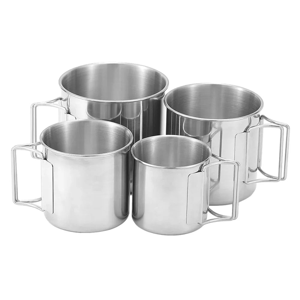 AZURAOKEY Stainless Steel Camping Mug Foldable Travel Cup