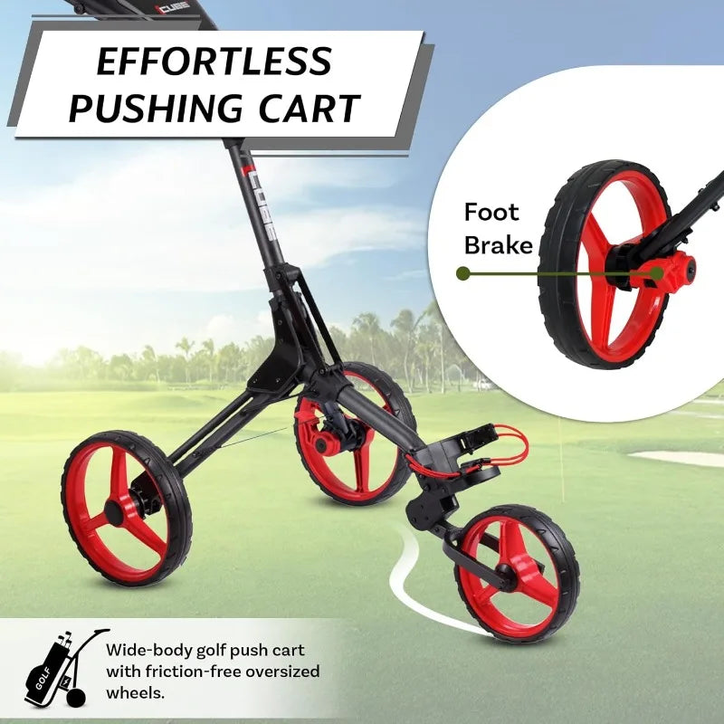 YTYIN Lightweight Folding 3 Wheel Push Pull Golf Cart