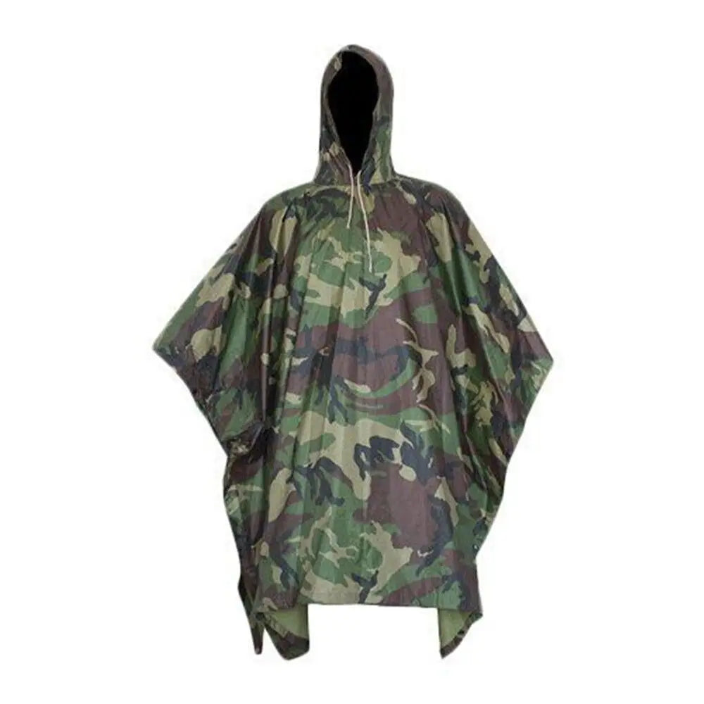 Tactical Rain Poncho Shelter Waterproof Ripstop For Camping