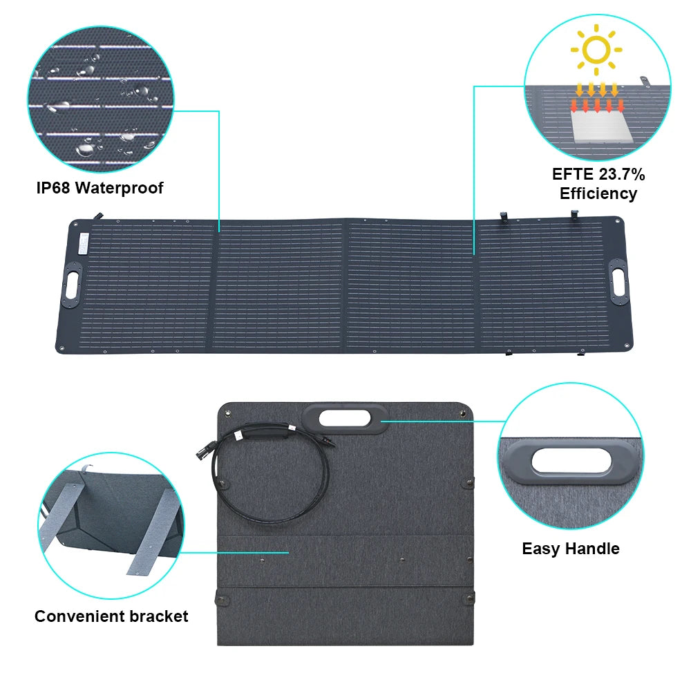 200W Flexible ETFE New Rigid Solar Panel Foldable 12V to 24V Monocrystalline For Camping IP68 Waterproof EU Warehouse Shipping
