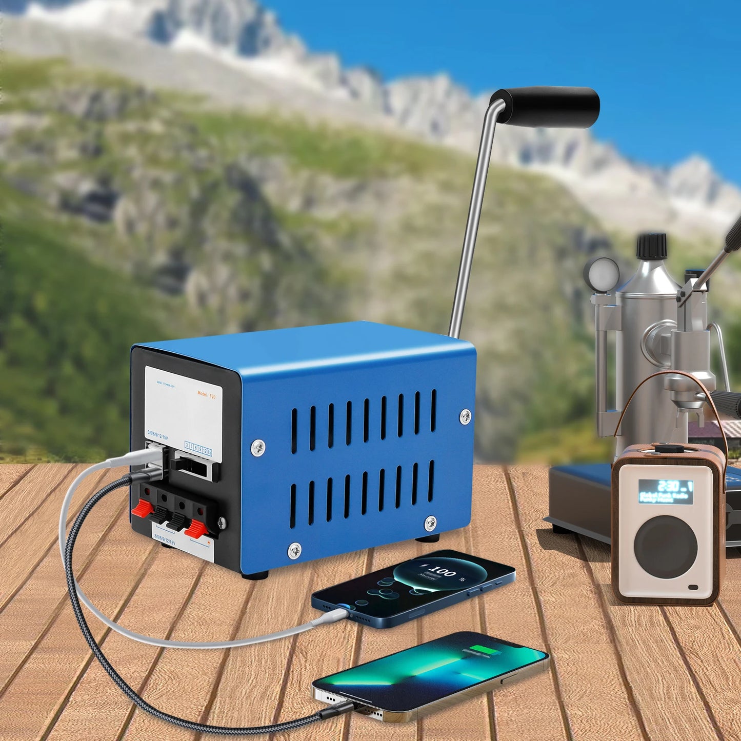 Portable Hand Crank Generator Emergency Power For Outdoor Camping Phones