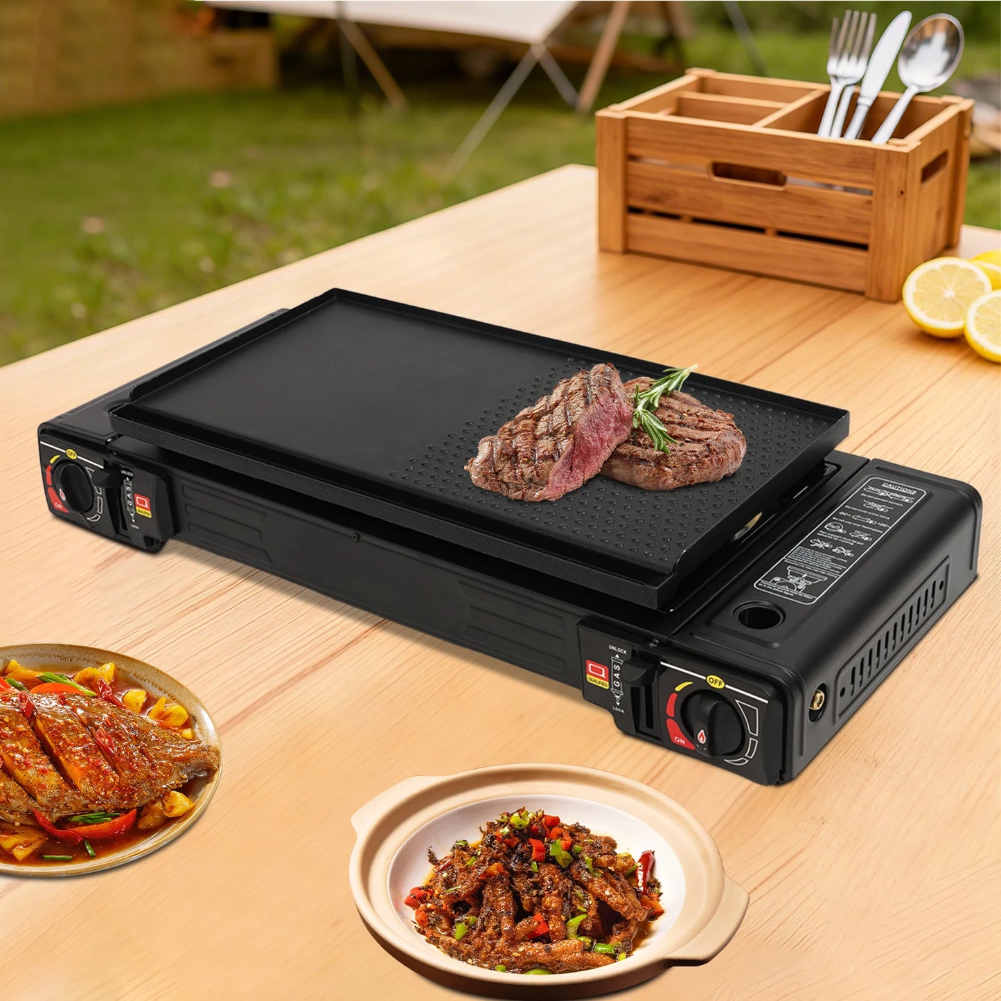 NONEDisposable 2 Burner Portable Camping Stove Baking Pan