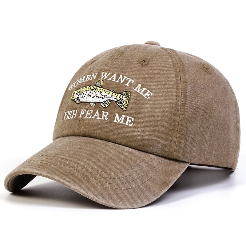 Zhejiang Unisex Letter Fish Print Baseball Cap Sunscreen