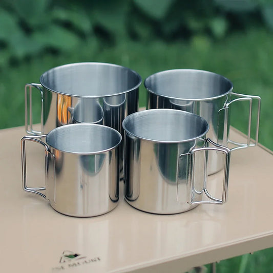 AZURAOKEY Stainless Steel Camping Mug Foldable Travel Cup