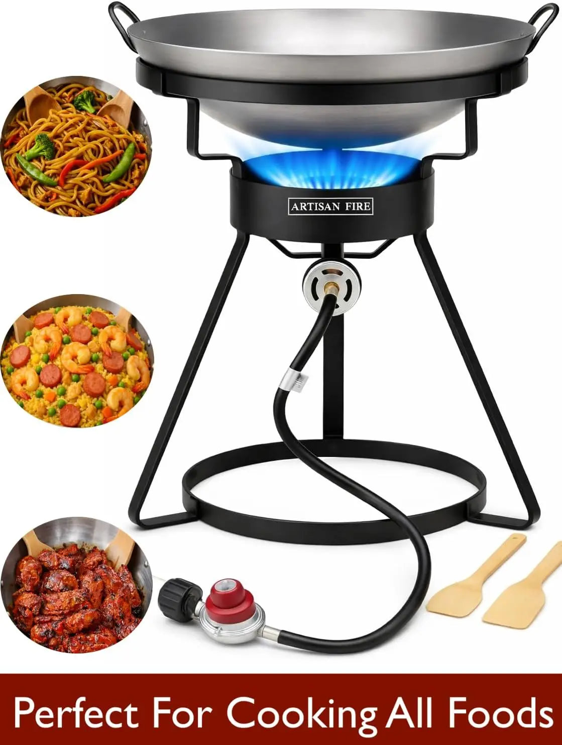 Outdoor Cooker Stove With Iron Wok Propane Grill 55,000 BTU