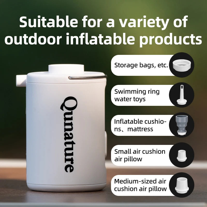 Qunature Multifunctional Electric Air Pump for Camping Air Mattress Inflation