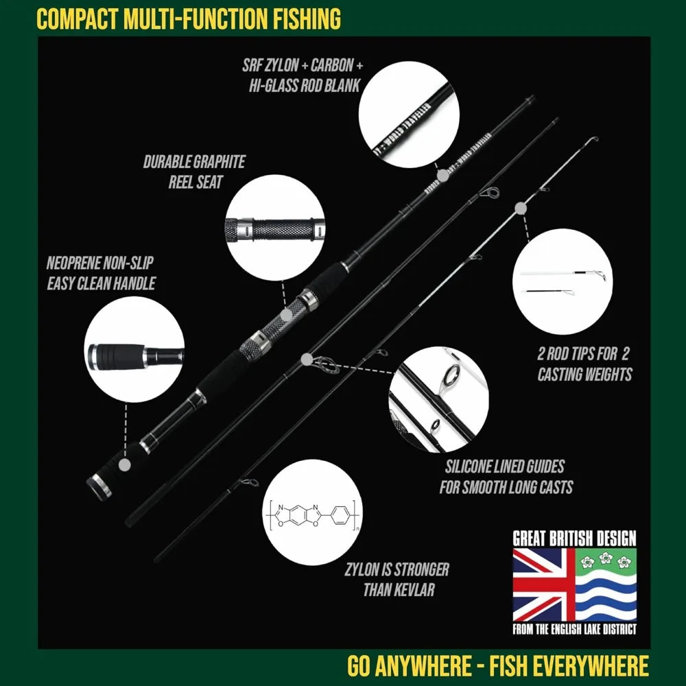 JD Performance Gear Travel Fishing Rod and Reel Case Set