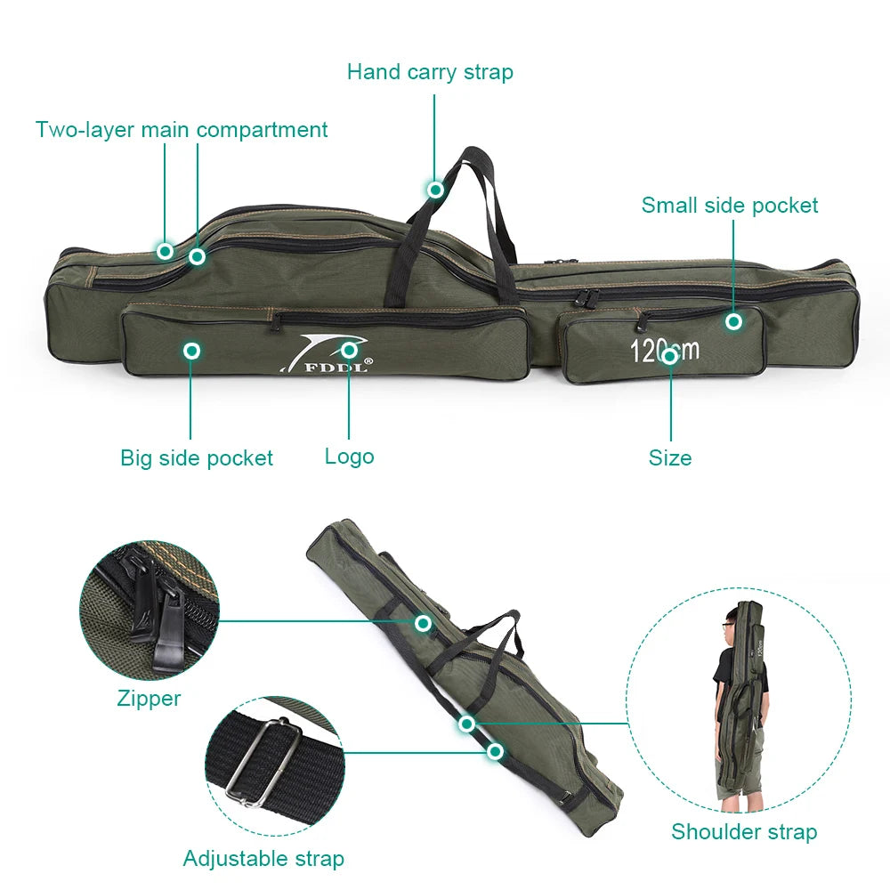 Hign Concerned Folding Fishing Rod Carrier Canvas Bag