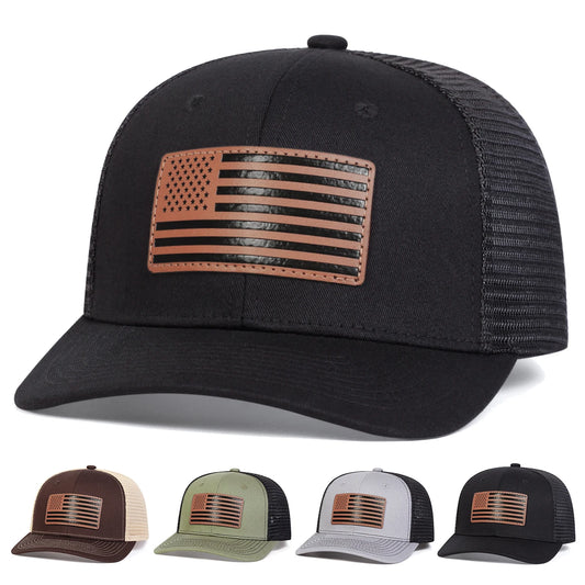 Zhejiang Unisex American Flag Leather Label Baseball Cap