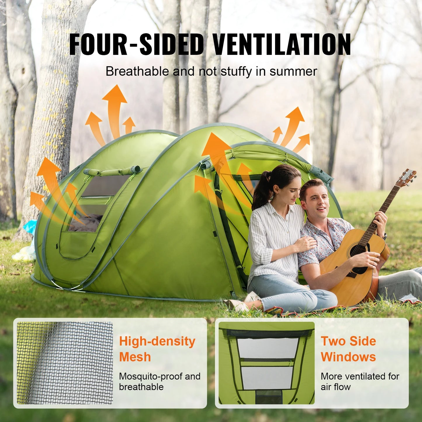 Vevor Pop Up Camping Tent For 4 Person Setup Waterproof