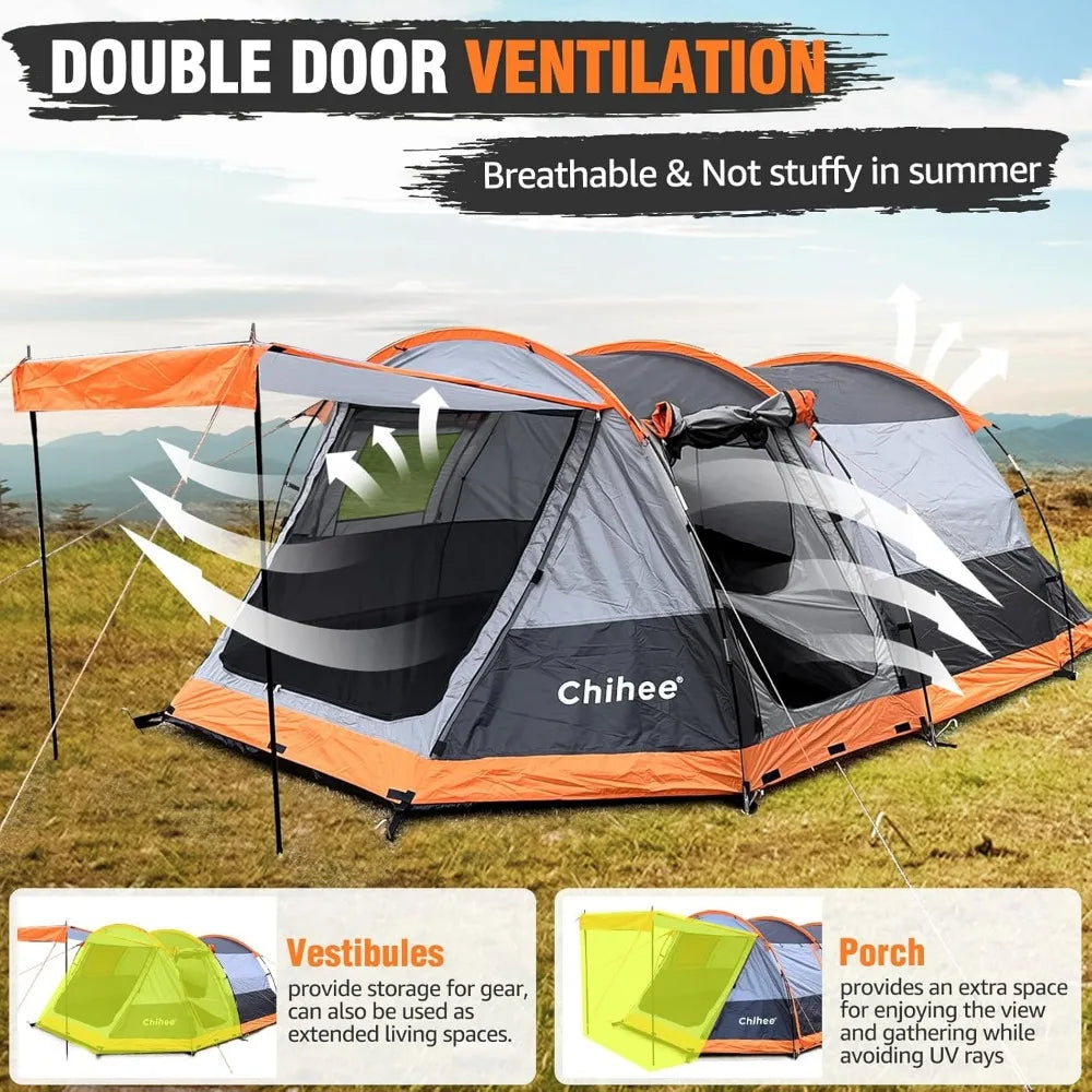 Camping Tunnel Tent 4 Person Family Weatherproof Shelter